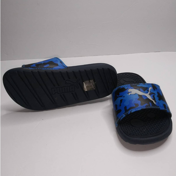 Puma Boys Slide sandals Black & and Blue Size 13c - Picture 4 of 5